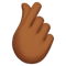 Hand with Index Finger and Thumb Crossed- Medium-Dark Skin Tone emoji on Apple
